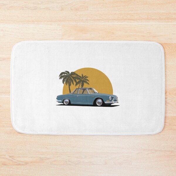 Item preview, Blue Karmann Ghia Type 34 Razor with palm tree sunset background designed and sold by Hamilton illustrations.