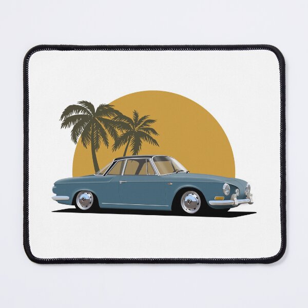 Item preview, Blue Karmann Ghia Type 34 Razor with palm tree sunset background designed and sold by Hamilton illustrations.