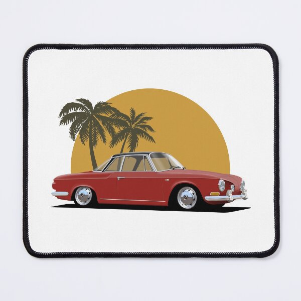 Item preview, Red Karmann Ghia Type 34 Razor with palm tree sunset background designed and sold by Hamilton illustrations.