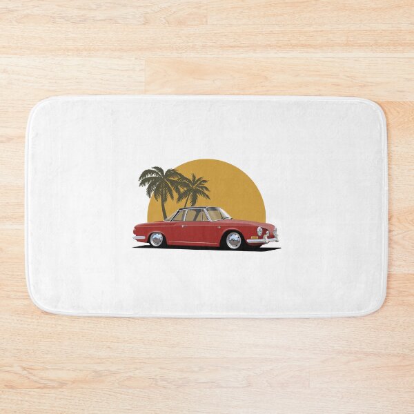 Item preview, Red Karmann Ghia Type 34 Razor with palm tree sunset background designed and sold by Hamilton illustrations.