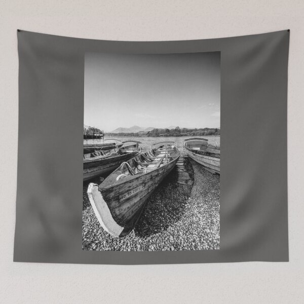 Item preview, Derwentwater Wooden Rowing Boat Black And White designed and sold by Paul Thompson Photography.