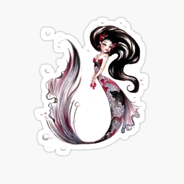 Black haired mermaid Sticker