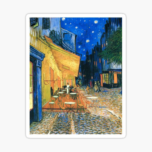 Café Terrace at Night (Place du Forum, Arles) - Vincent van Gogh Sticker