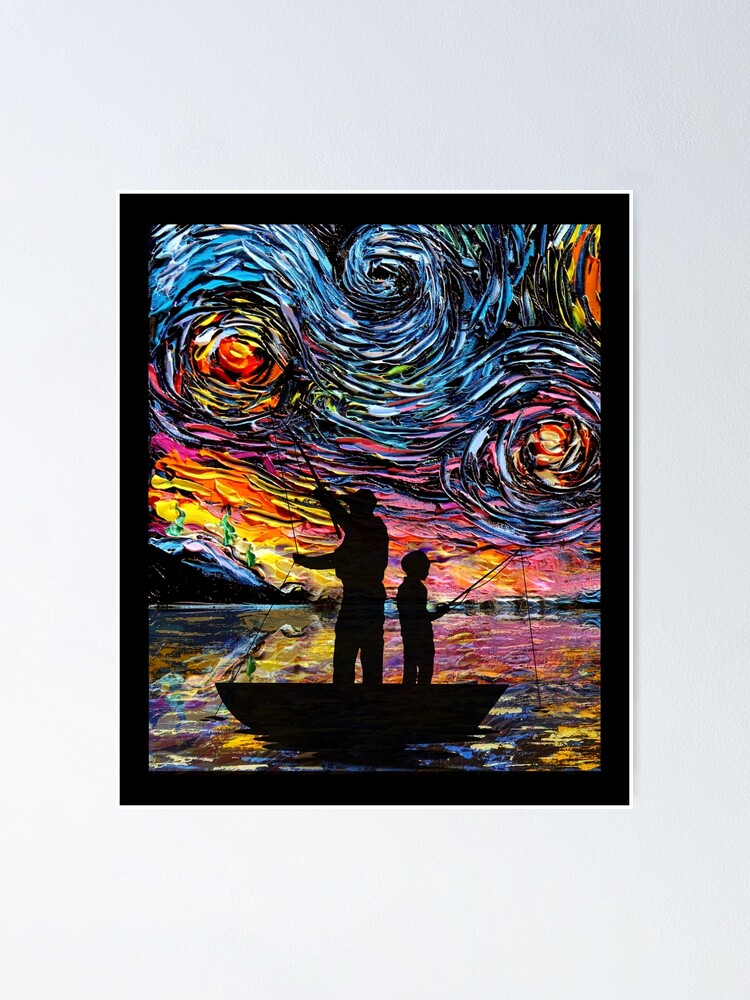 Dad son fishing matching starry night Poster for Sale by MTBstore