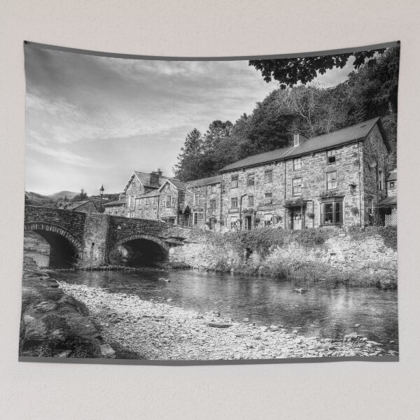Item preview, Beddgelert Village, Snowdonia, Wales Black And White designed and sold by Paul Thompson Photography.