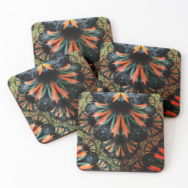 Item preview, Beautiful Autumn Teal and Blazing Orange Fractal Feathers designed and sold by San Jaya Prime.