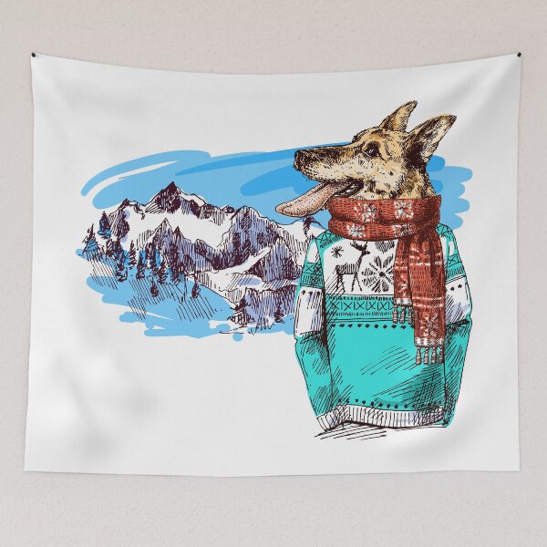 Item preview, The dog mountain and snow pull colors christmas designed and sold by yassineddy.