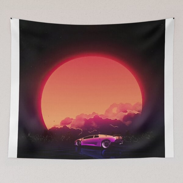 Item preview, Synthwave Abstract Retro Car Sunset Digital Art designed and sold by Rakuten Mallor.