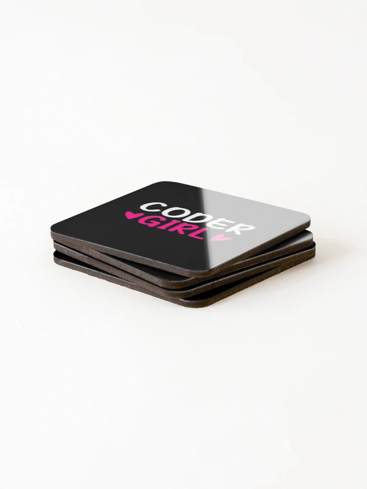 Thumbnail 4 of 5, Coasters (Set of 4), Funny Works Coder Girl, Coding Software Computer Programming designed and sold by LKTankdesign.