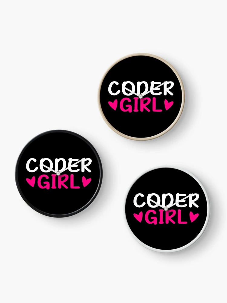 Thumbnail 3 of 4, Clock, Funny Works Coder Girl, Coding Software Computer Programming designed and sold by LKTankdesign.