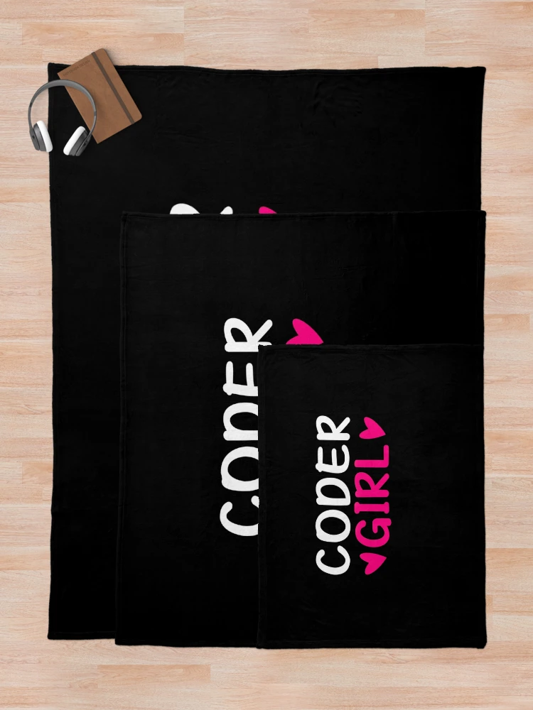 Thumbnail 5 of 6, Throw Blanket, Funny Works Coder Girl, Coding Software Computer Programming designed and sold by LKTankdesign.
