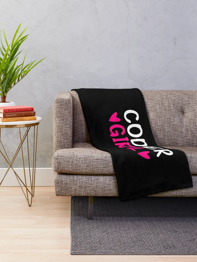 Thumbnail 2 of 6, Throw Blanket, Funny Works Coder Girl, Coding Software Computer Programming designed and sold by LKTankdesign.