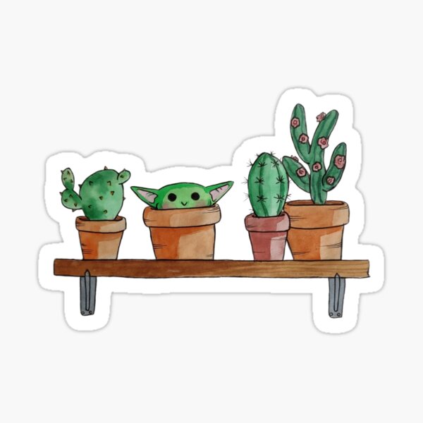Green Plant and Cactus Stickers 50 Shiny Vinyl