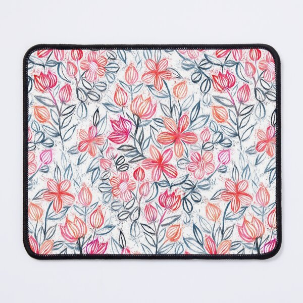 Item preview, Coral and Grey Candy Striped Crayon Floral designed and sold by micklyn.