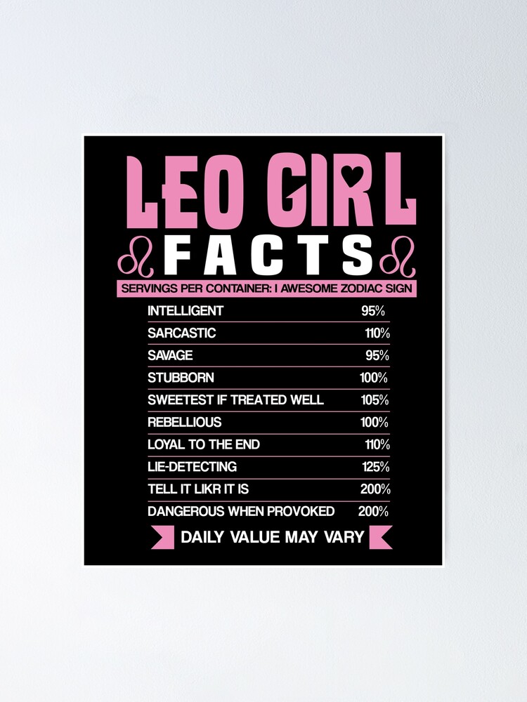 Leo Girl Lion Horoscope Zodiac Astrological Sign Born On July 23 August 22 Gifts Leo Birthday Christmas Present Tees Poster For Sale By Wailtm Redbubble