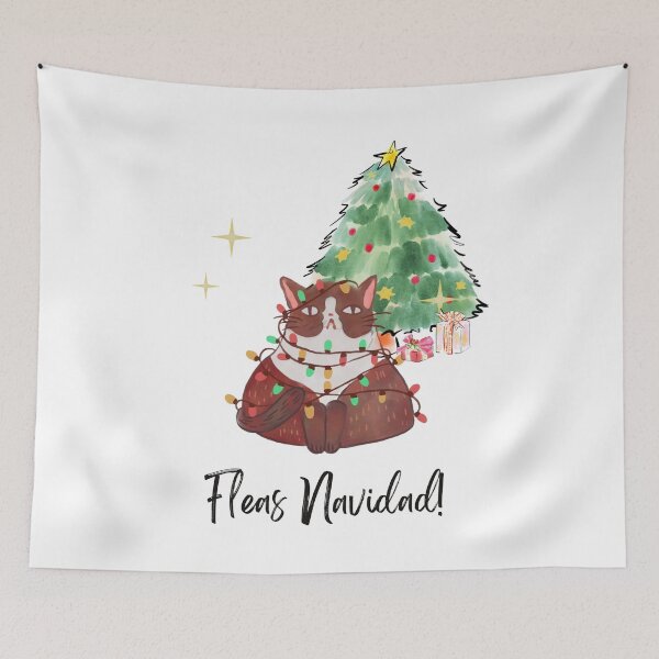 Item preview, Fleas Navidad! (Feliz Navidad) Merry Christmas Festive Cat designed and sold by LoveofDog.