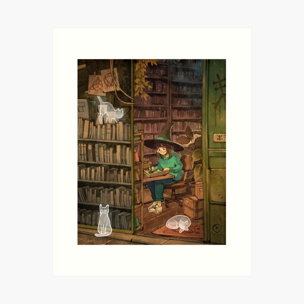 Studying at the Library Art Print