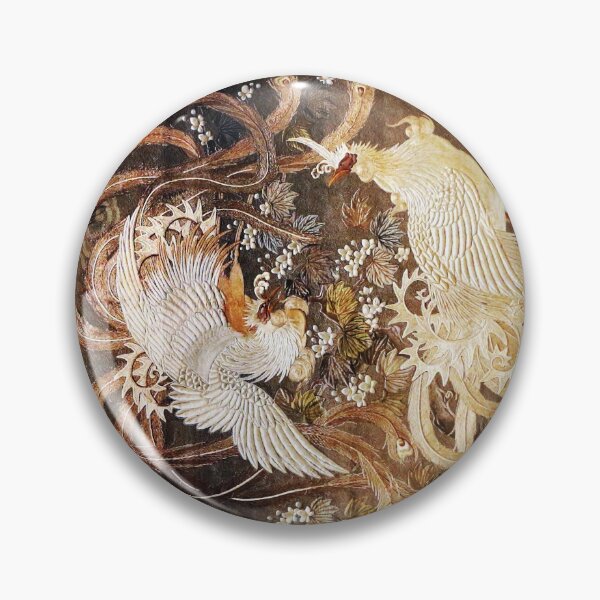 Item preview, FLYING PHOENIXES AMONG WHITE FLOWERS Antique Japanese Floral designed and sold by BulganLumini.
