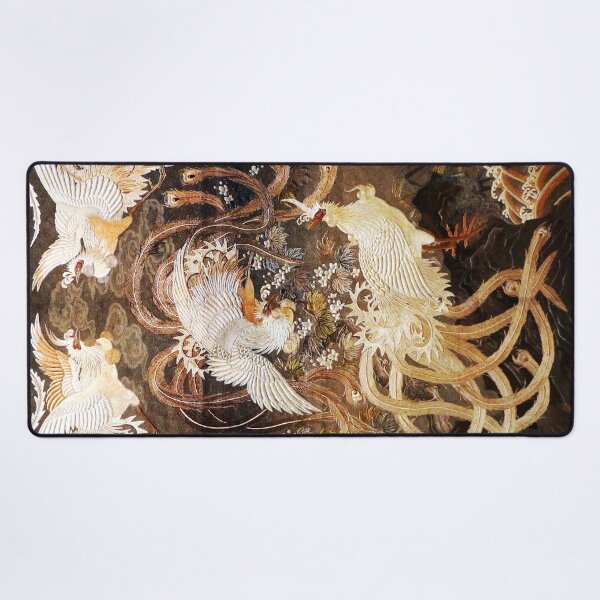 Item preview, FLYING PHOENIXES AMONG WHITE FLOWERS Antique Japanese Floral designed and sold by BulganLumini.