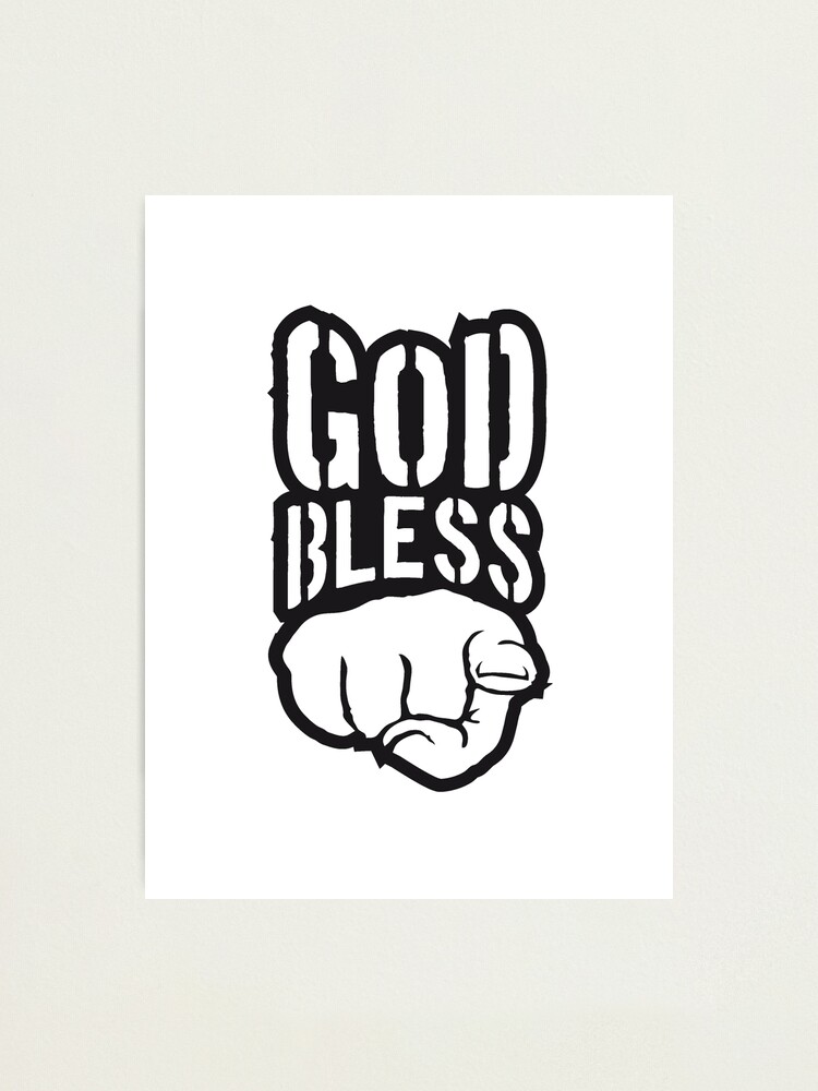 Alternate view of bless god bless you finger show hand funny god jesus logo design Photographic Print