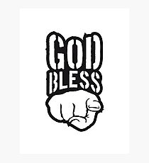 bless god bless you finger show hand funny god jesus logo design Photographic Print
