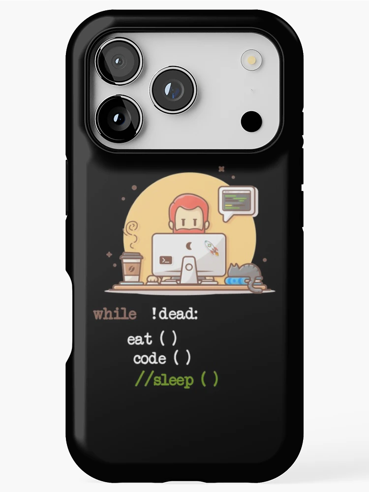 Thumbnail 1 of 4, iPhone Case, Funny Works Coffee Cat IT Program Code Programmer Coder Computer Science designed and sold by UTVankdesign.