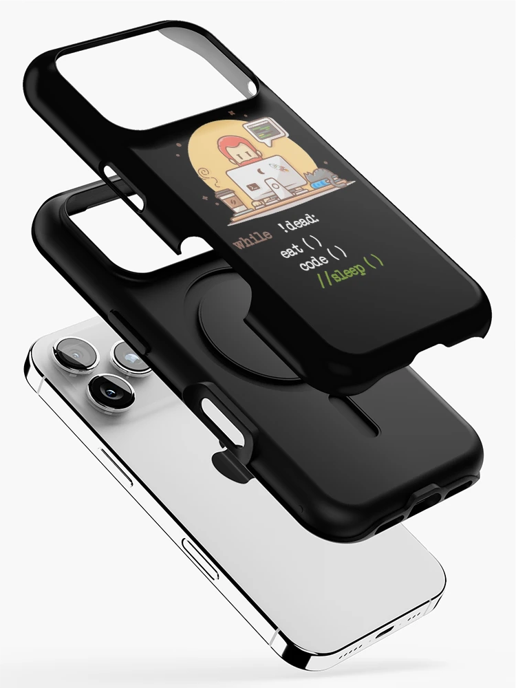 Thumbnail 2 of 4, iPhone Case, Funny Works Coffee Cat IT Program Code Programmer Coder Computer Science designed and sold by UTVankdesign.