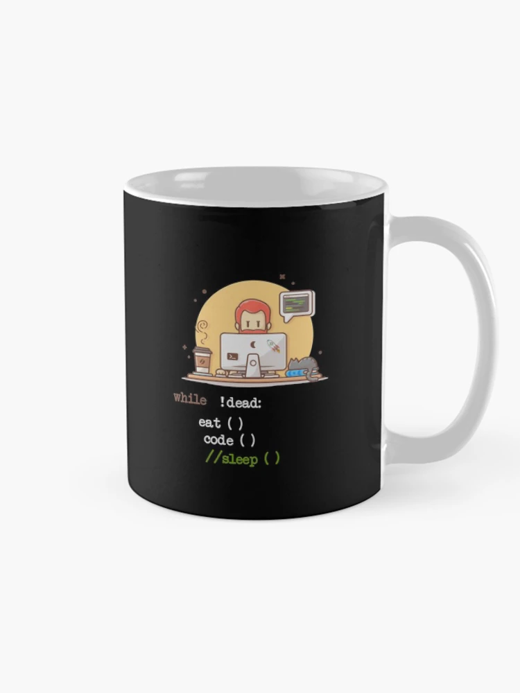 Thumbnail 3 of 6, Coffee Mug, Funny Works Coffee Cat IT Program Code Programmer Coder Computer Science designed and sold by UTVankdesign.