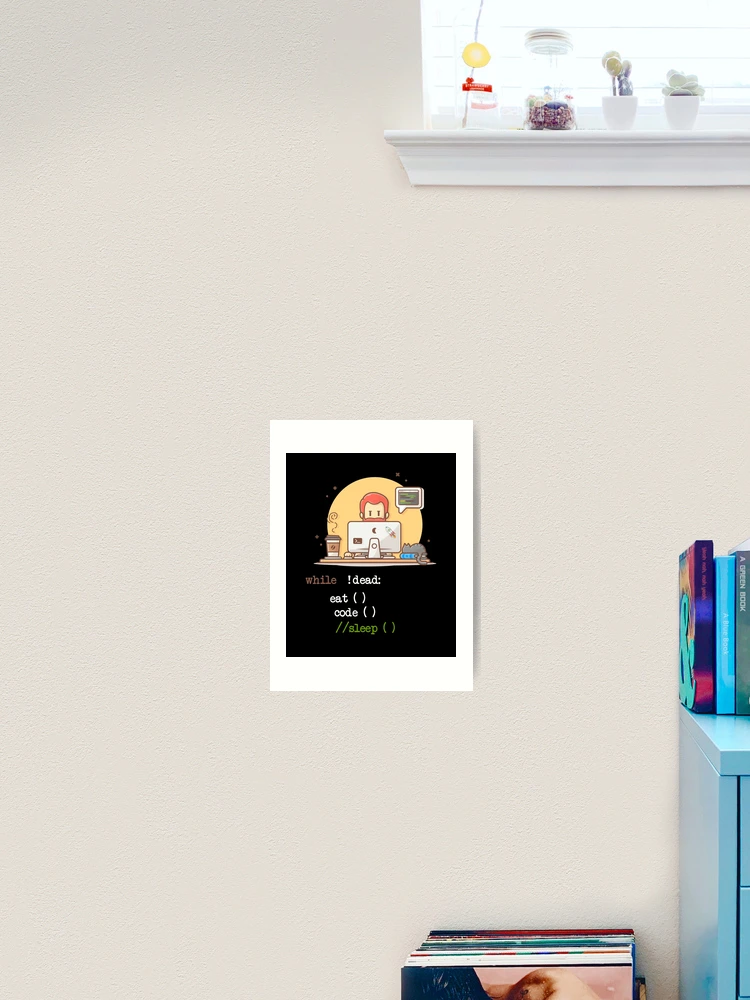 Thumbnail 2 von 3, Kunstdruck, Funny Works Coffee Cat IT-Programmcode Programmierer Programmierer Informatik designt und verkauft von UTVankdesign.