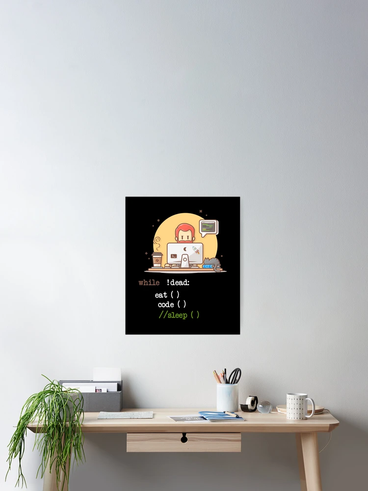 Thumbnail 2 von 3, Poster, Funny Works Coffee Cat IT-Programmcode Programmierer Programmierer Informatik designt und verkauft von UTVankdesign.