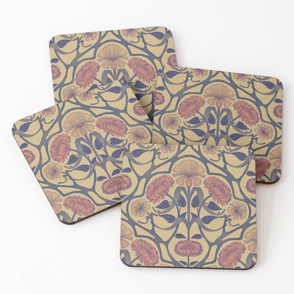 Item preview, Crysanthemum diamond art nouveau pattern designed and sold by cat-astro-phe.