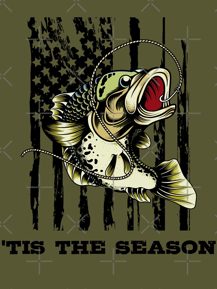 Bass Fishing Season Tis The Season Bass with American Flag | Essential  T-Shirt