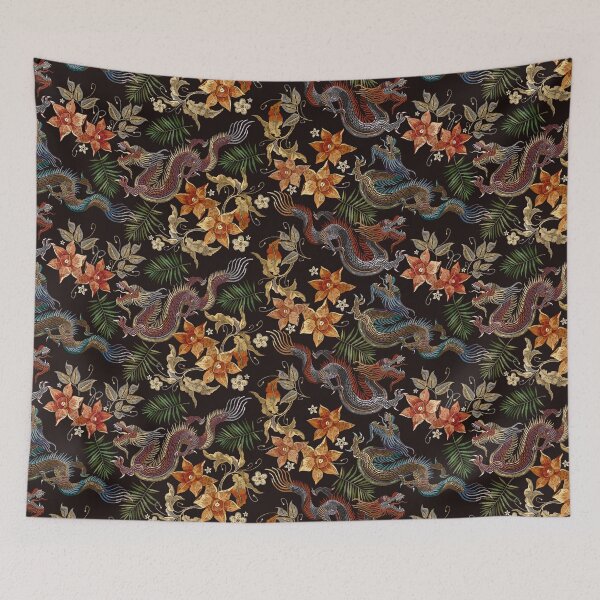 Item preview, Embroidery Dragon and Flowers designed and sold by Alimator.