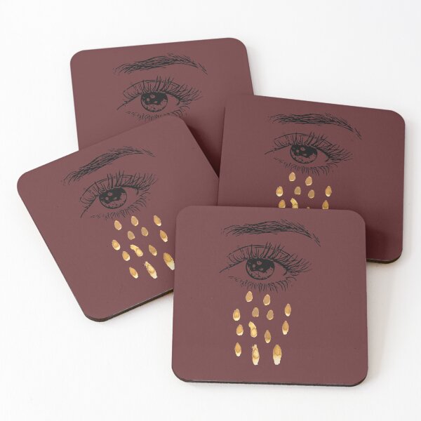 Item preview, minimalistic crying eye with golden tears  designed and sold by Tushkae.