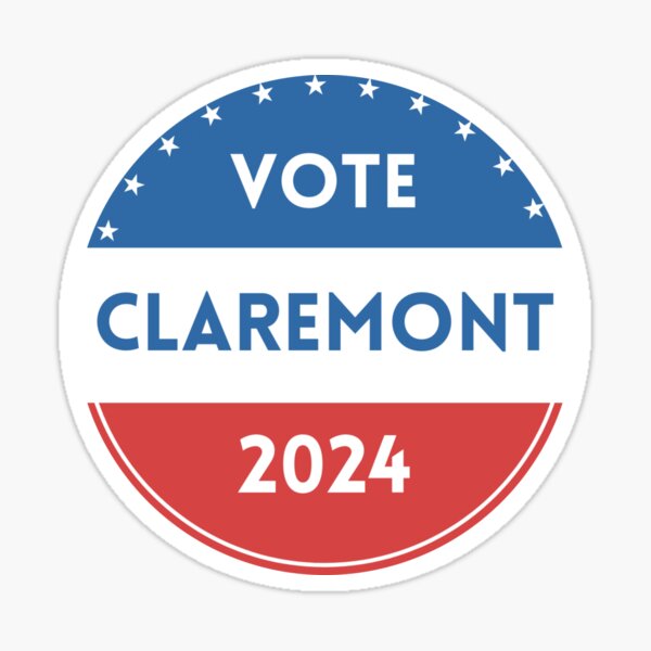 "Vote Claremont 2024" Sticker by Kaylaw144 Redbubble