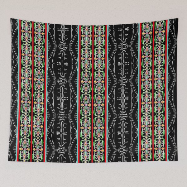 Item preview, Anishinaabe Floral Ribbonwork Strip on Black Abstract designed and sold by KarenDeLeary.