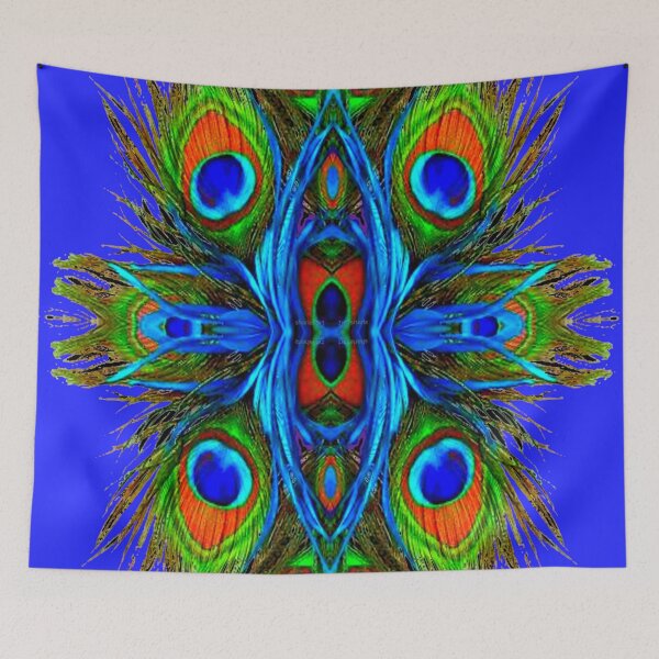 Item preview, BLUE ABSTRACT PEACOCK FEATHERS PATTERN designed and sold by sharlesart.