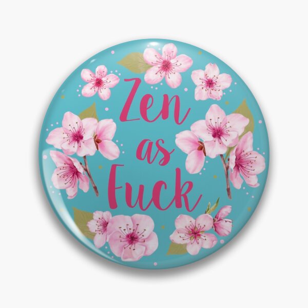 Item preview, Zen as Fuck Pink Cherry Blossoms on Blue designed and sold by KrisInStitches.