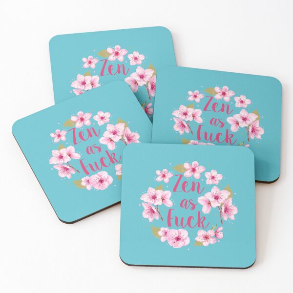 Item preview, Zen as Fuck Pink Cherry Blossoms on Blue designed and sold by KrisInStitches.