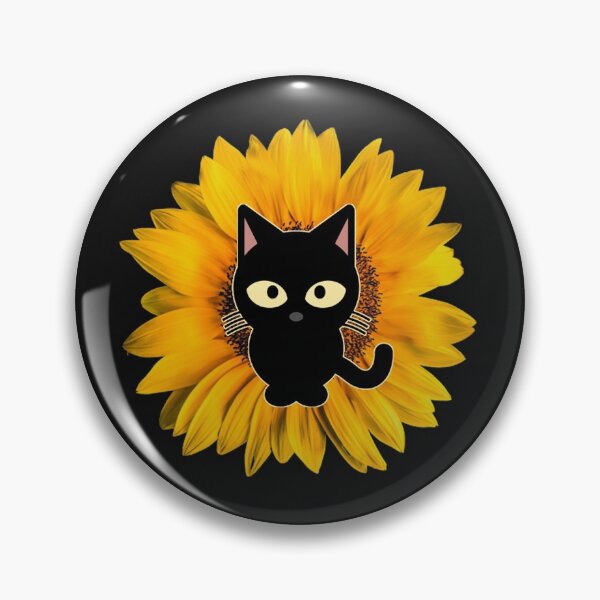 Item preview, black cat with flower cute cat with sunflower  designed and sold by Hanaahashem.