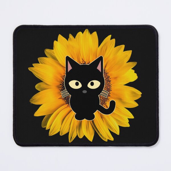 Item preview, black cat with flower cute cat with sunflower  designed and sold by Hanaahashem.