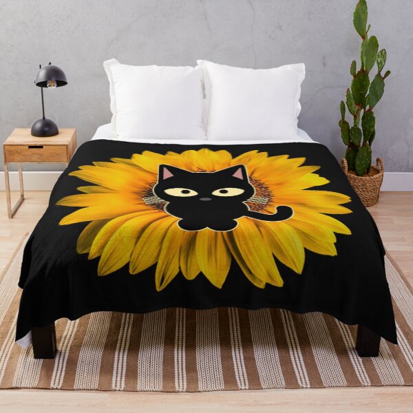 Item preview, black cat with flower cute cat with sunflower  designed and sold by Hanaahashem.