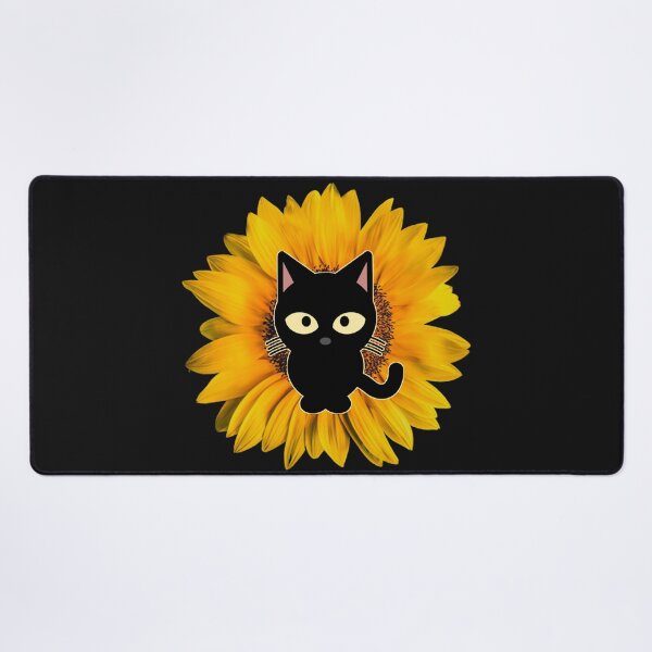 Item preview, black cat with flower cute cat with sunflower designed and sold by Hanaahashem.