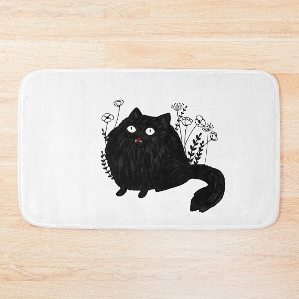 Item preview, Funny fluffy black cat with flowers designed and sold by Mayarart.