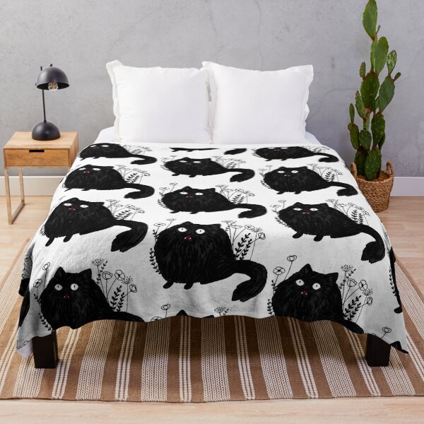 Item preview, Funny fluffy black cat with flowers designed and sold by Mayarart.
