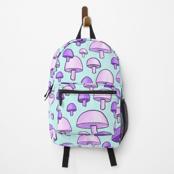 Item preview, purple shroom pattern on aqua designed and sold by SuttleDesignCo.