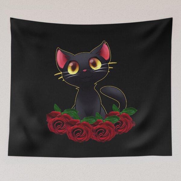 Item preview, Black Cat With Flower Cute Cat With Red Flower designed and sold by Hanaahashem.