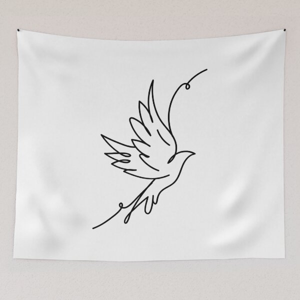 Item preview, Flying Bird Line Drawing Single Continuous Line Bird Dove Bohemian Minimalist Beige Boho  designed and sold by BuyIrishArt.