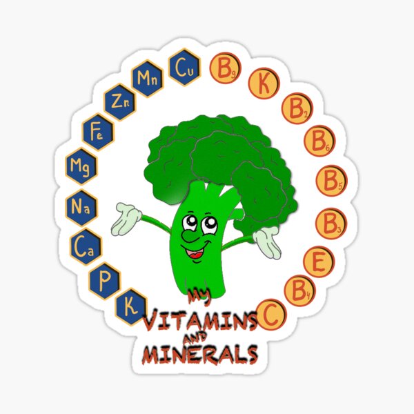 "All my Vitamins and Minerals, Broccoli" Sticker for Sale by Tamarage
