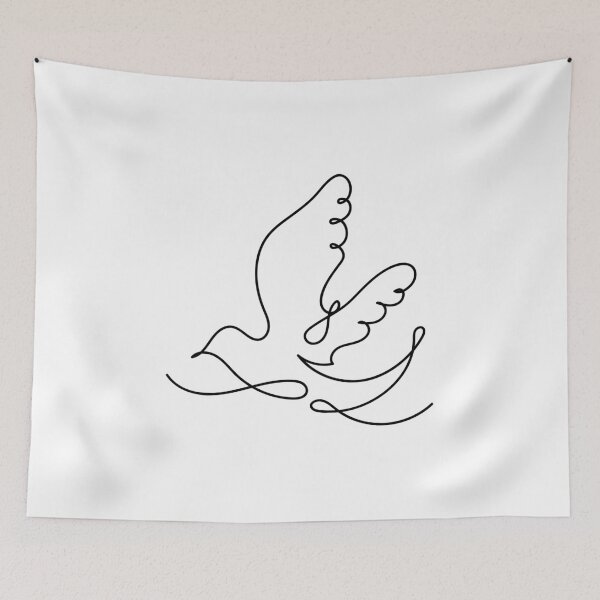 Item preview, Flying Bird Line Drawing Single Continuous Line Bird Dove Bohemian Minimalist Beige Boho  designed and sold by BuyIrishArt.